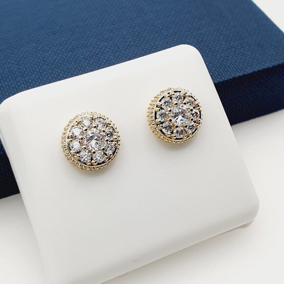 "14K Gold Plated Cubic Zircon Earrings, INUS1BR113 - Picture 4 of 10